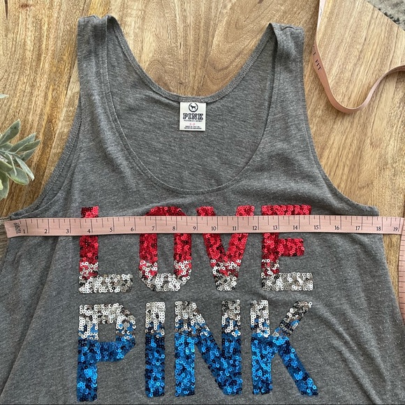 PINK red white and blue sequin tank top - Picture 3 of 7